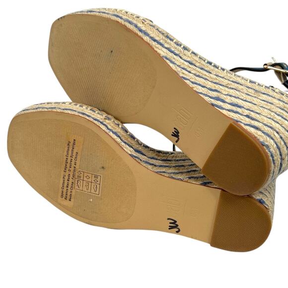 CABi Parker Espadrille Wedge Sandals 4" Heel in Blue and White Women's Size 8 - Picture 10 of 12